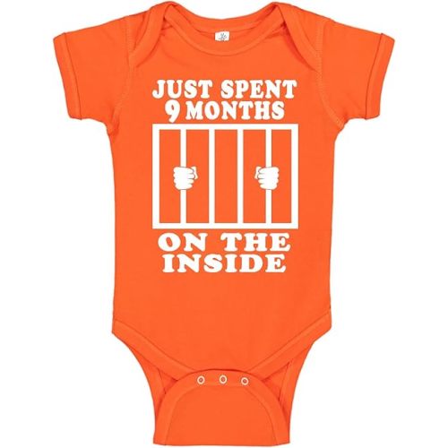 Reaxion Funny Cute Baby Boy Girl Handmade Clothes Infant Just Spent 9 Months On The Inside Bodysuits