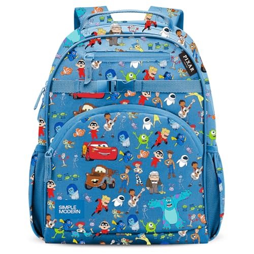 Simple Modern Medium Disney Pixar Toddler Backpack for School Girls and Boys | Kindergarten Elementary Kids Backpack | Fletcher Collection | Kids - 15" tall | Pixar Mashup on Blue