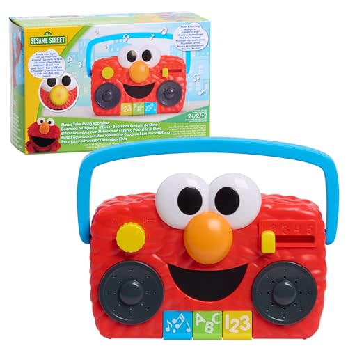 Just Play Sesame Street Elmo Take Along Boombox with Lights & Sounds, 5.5-inch Interactive Toy, Learning and Education, Kids Toys for Ages 2 Up