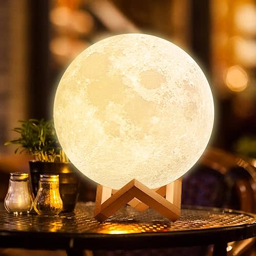 KIFACI Rechargeable Moon Lamp 5.9inch, 3D Moon Lights for Bedroom, Suitable as Kids Night Lights Bedroom Decorations, Stocking Stuffers for Kids Adults Women