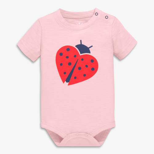 Short sleeve ladybug babysuit