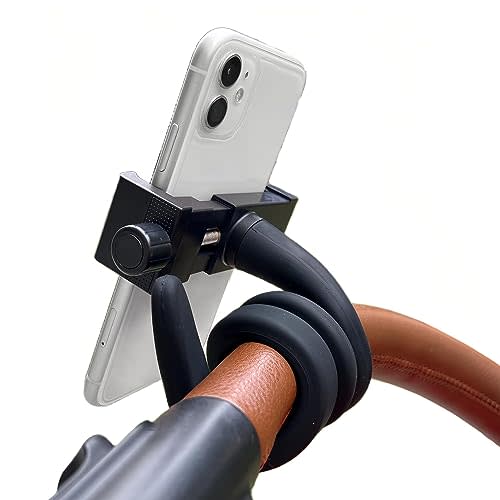 Portable Phone Holder Stand for Bed, Stroller, Desk, Car with Gooseneck Flexible Arm - Stable, Secure & Adjustable Fit on Treadmill, Wheelchair, Tree for GoPro & Cell Phones Used at Home, Work, Travel