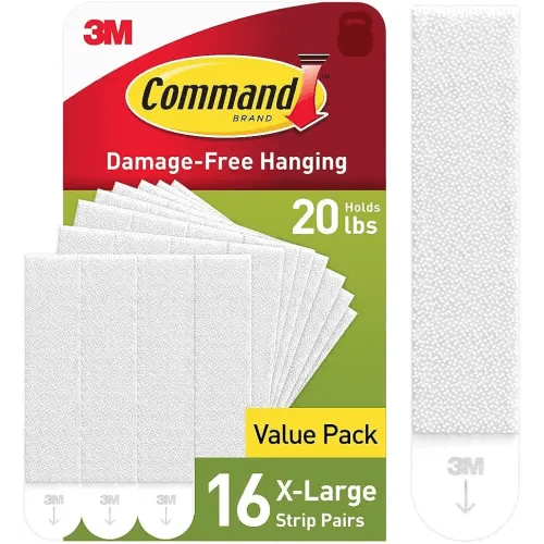 Command 20 Lb XL Heavyweight Picture Hanging Strips, Damage Free Hanging Picture Hangers, Heavy Duty Wall Hanging Strips for Living Spaces, 16 White Adhesive Strip Pairs