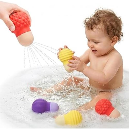 Bath Toys for Kids Ages 1-3, Water Table Squeeze Toy for Toddlers, Textured Tactail Baby Pool Floating Toy, Silicone Bathtub Squirter Sensory Toys