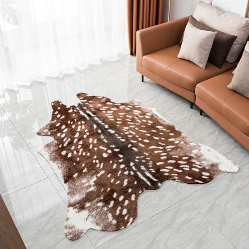 Faux Deer Rug Cowhide Rug Animal Rug Deer Print Faux Cow Hide Western Area Rug 5x6ft