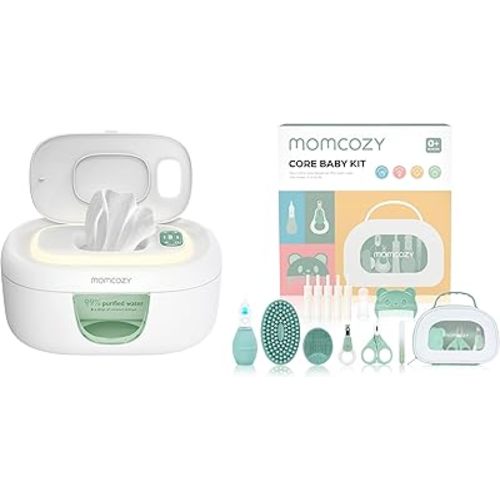 Momcozy Baby Wipe Warmer + Momcozy Core Baby Kit, Baby Essential Kit for Grooming & Health & Cleansing Care