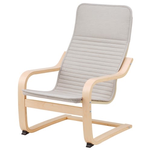 POÄNG Kid's armchair - birch veneer/Knisa light beige