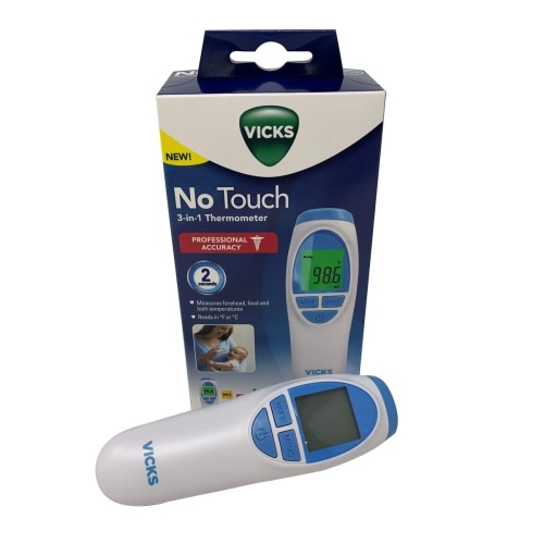 Vicks 3-in-1 No Touch Digital Thermometer, All Ages, White, VNT200