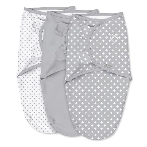 SwaddleMe by Ingenuity Original Swaddle, 100% Cotton, Improves Sleep & Calms Startle Reflex, 0-3 Months, 1.0 TOG, 3-Pack, Baby Swaddle Blanket - Criss Cross