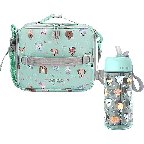 Bentgo® Kids Lunch Bag Set Water Bottle - New & Improved 2023 (Puppy Love)