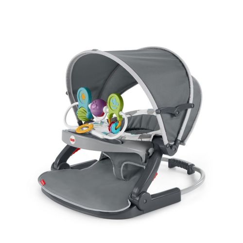 Fisher-Price On-The-Go Sit-Me-Up Floor Seat, Gray Hexagon