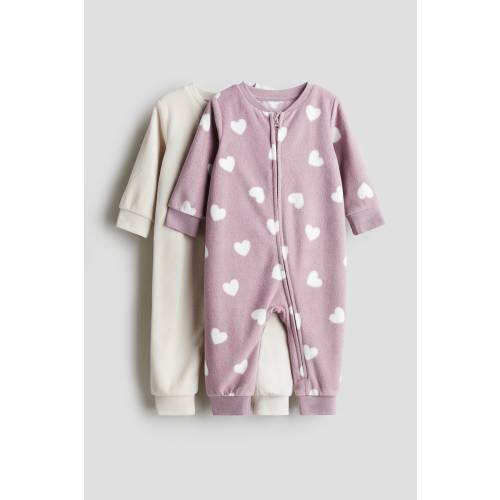2-PACK FLEECE ZIP-UP PAJAMA JUMPSUITS