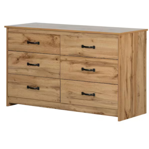 Tassio 6-Drawer Nordik Oak Dresser 31.25 in X 52 in X 19 in