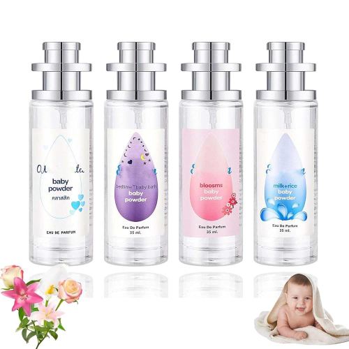 Elyven Baby Powder Perfume, Baby-Soft Perfume Spray, Elyven Fresh Scent Perfumes Fragrance Body, Long-lasting Moisture & Fragrance, Floral & Creamy Aroma for Women & Men (4pcs/mix)