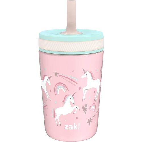 Zak Designs Kelso Toddler Cups For Travel or At Home, 12oz Vacuum Insulated Stainless Steel Sippy Cup With Leak-Proof Design is Perfect For Kids (Fanciful Unicorn)