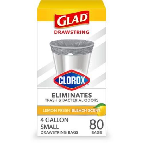 Glad Drawstring Small Trash Bags - Lemon Fresh Bleach - 4gal - 34ct