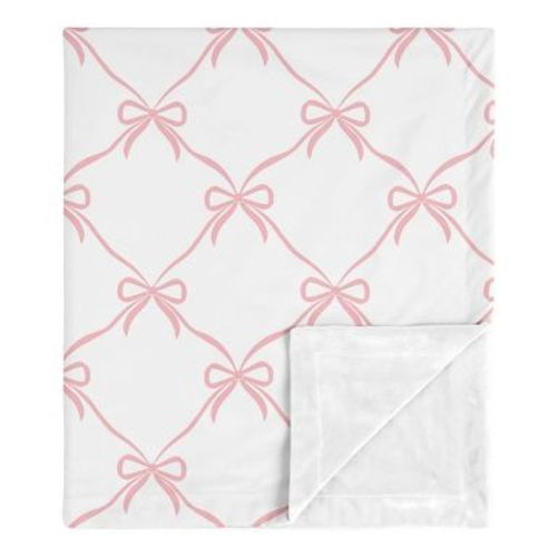Sweet Jojo Designs Girl Baby Receiving Security Blanket Ballerina and Ballet Bows Pink and White