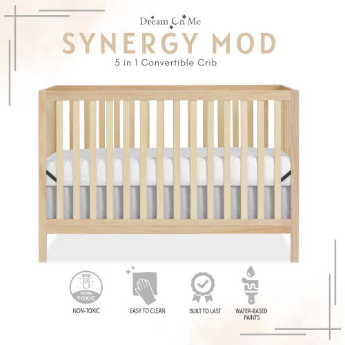 Dream On Me Synergy MOD Crib, Made with Sustainable New Zealand Pinewood, Natural