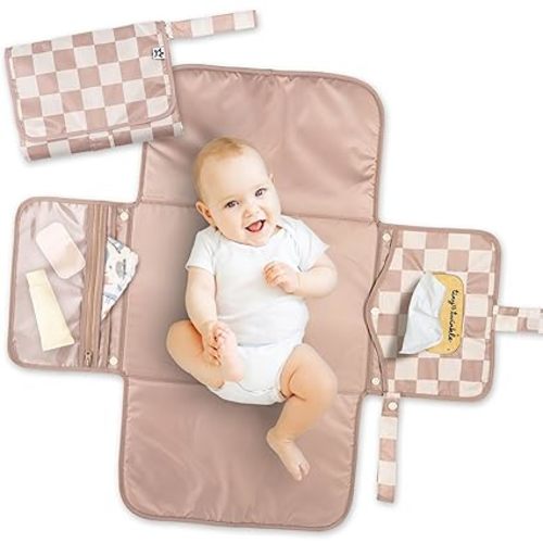 Tiny Twinkle Portable Diaper Changing Pad(Beige Checkers)