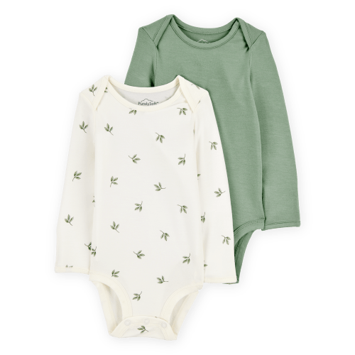Baby 2-Pack Long-Sleeve PurelySoft Bodysuits - Green/Ivory - Carter's | Carter's
