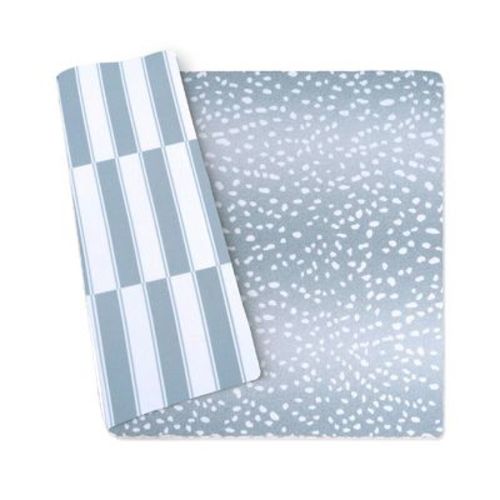Wander & Roam Reversible Baby PlayMat - Large, Antelope + Stripe Design - Slate Blue
