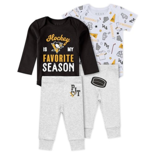 Pittsburgh Penguins WEAR by Erin Andrews Newborn & Infant Turn Me Around Bodysuits & Pants 3-Piece Set