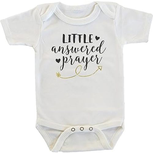 Witty and Bitty Little Answered Prayer Take Home Outfit Pregnancy Reveal Gift for Grandma Grandpa Husband Onesie/Bodysuit