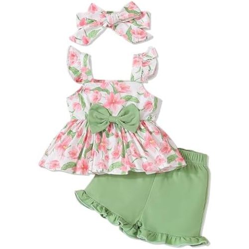 Toddler Baby Girls Summer Clothes Infant Outfits Tank Top Shirt Cute Shorts Set