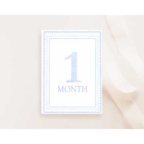 Watercolor Baby Blue Milestone Cards, Boy Monthly Milestone, Set of 16 Cards, Baby Shower Gift, Baby Memories, Instant Download