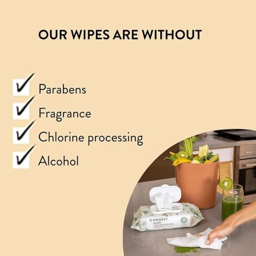The Honest Company Clean Conscious Unscented Wipes | Over 99% Water, Compostable, Plant-Based, Baby Wipes | Hypoallergenic for Sensitive Skin, EWG Verified | Geo Mood, 576 Count - Fragrance Free - 72 Count (Pack of 8)
