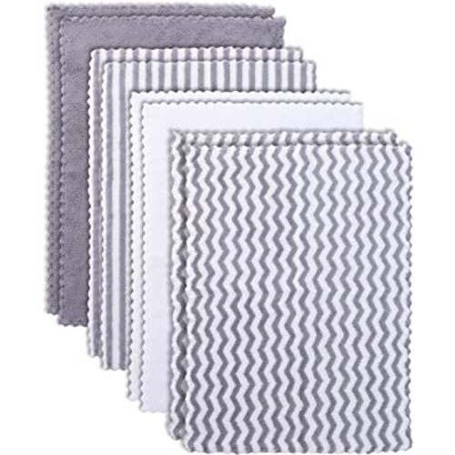 BAMBOO QUEEN 8 Pack Super Soft Baby Burp Cloths, Ultra Absorbent Large Newborn Burping Cloth for Boy and Girl, Milk Spit Up Rags, Unisex Grey and White, 16 × 12 Inch
