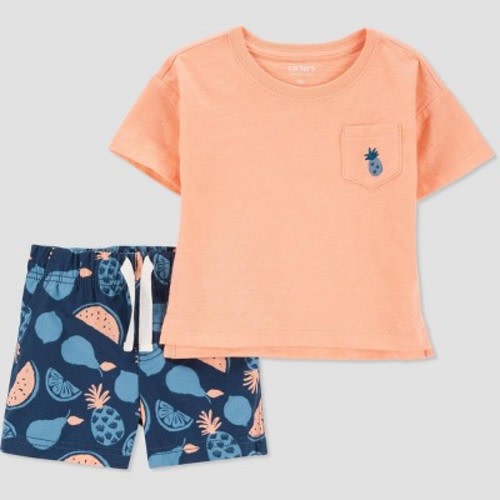 Carter's Just One You® Baby Boys' Melon Tossed Top & Bottom Set - Orange Newborn