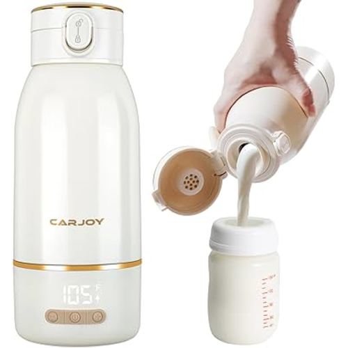 Portable Bottle Warmer, 17oz Big Capacity Travel Warmer for Baby, Fast Heating Milk Warmer for Baby with 2Hours Super Fast Charging,149℉ Pasteurization Function Portable Bottle Warmer