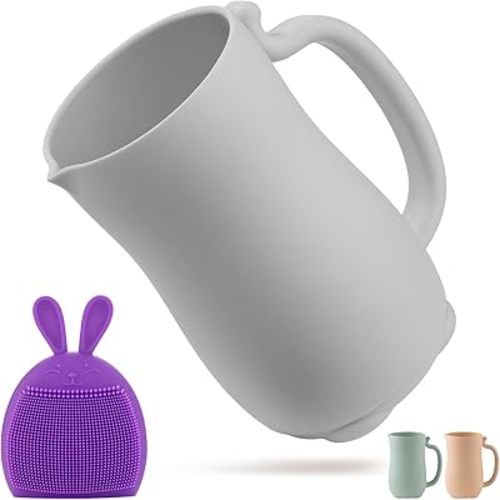 Holinduk Baby Bath Rinse Cup - Shampoo & Body Washing Rinser Cup - Easy Grip Bathing Scoop for Infants with Comfortable Handle for Seamless Soap and Shampoo Rinsing (Grey)