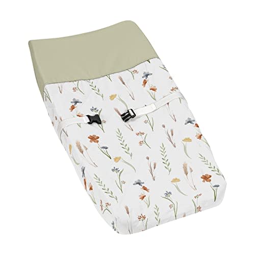 Sweet Jojo Designs Boho Floral Garden Flower Girl Baby Changing Pad Cover Infant Newborn Diaper Table Change Mat Sheet Sage Green Watercolor Bohemian Floral Farmhouse Vintage Shabby Chic Beige Nature
