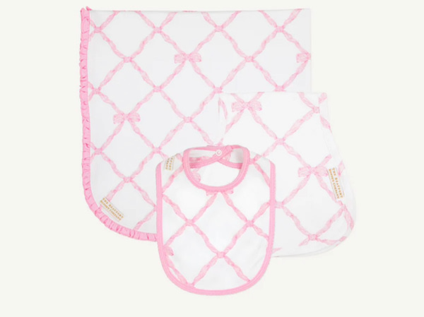 Belle Meade Bow Bundle - Baby Buggy Blanket, Oopsie Daisy Burp Cloth,
