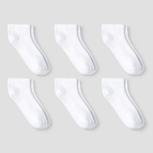 Toddler 6pk Low Cut Socks - Cat & Jack™ White 4T-5T: Nonslip Grippers, Knit Fabric