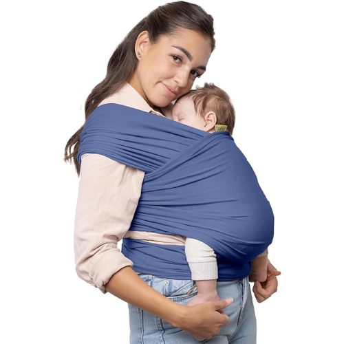 Boba Baby Wrap Carrier - Newborn to Toddler Sling - Hands-Free Stretchy Wrap - 7-35 lbs (Vintage Navy Blue)