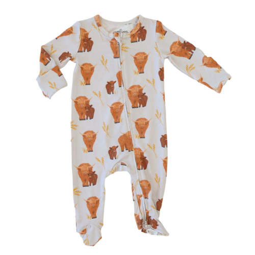 Happy Highland Cows Zipper Footie