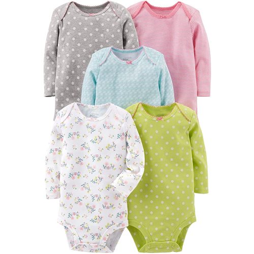Simple Joys by Carter's Baby Girls' Long-Sleeve Bodysuit, Pack of 5