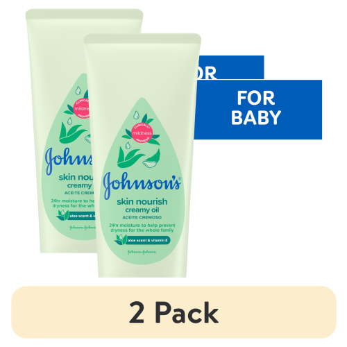 (2 pack) Johnson's Baby Skin Nourish Creamy Oil With Aloe Scent & Vitamin E, 8 oz