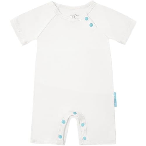 SuperSoft Short Sleeve Baby Romper, Unisex Bamboo Viscose One-piece Summer Pajamas, Boy Girl Footless Jumpsuit Snap Closure