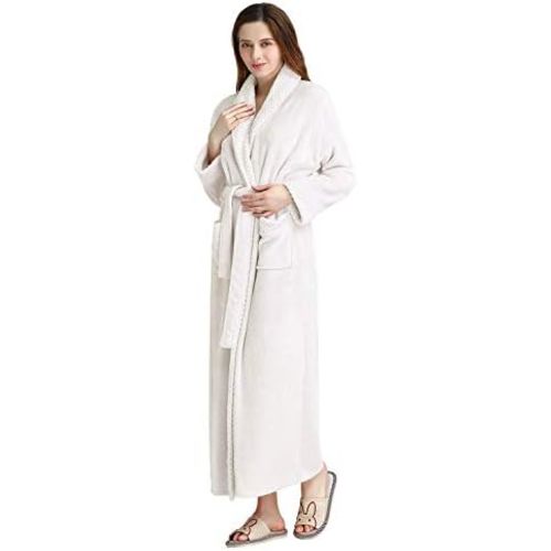 Hellomamma Long Bath Robe for Womens Plush Soft Fleece Bathrobes Nightgown Ladies Pajamas Sleepwear Housecoat