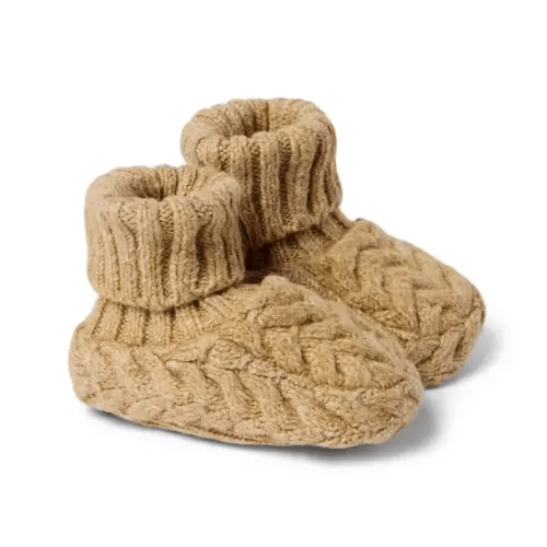 Baby Caramel Heather Baby Herringbone Knit Sweater Bootie by Janie and Jack