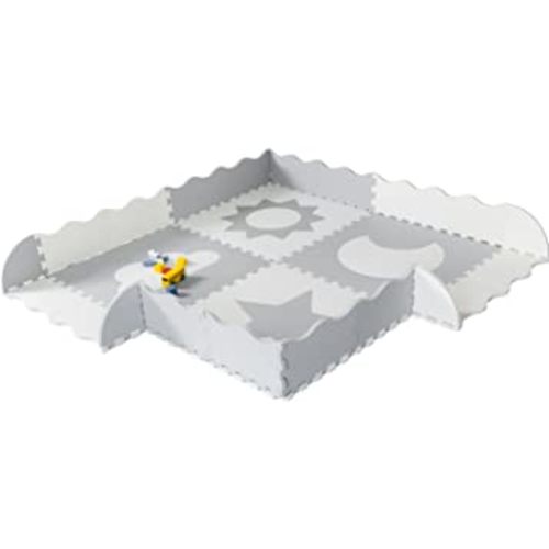 Baby Play Mat Tiles - 61" x 61" Extra Large, Non Toxic Foam Baby Floor Mat - Grey & White Interlocking Playroom & Nursery Playmat - Safe & Protective for Infants & Toddlers (Grey)