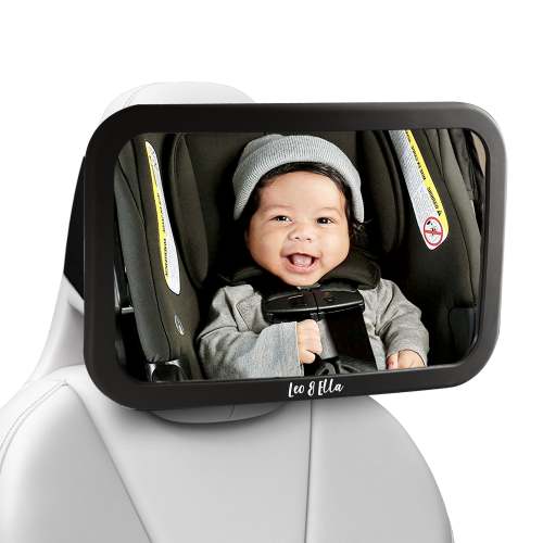 Leo&Ella Large Tesla Baby Car Mirror for Fixed Headrest, Extra Wide View of Baby in Rear-Facing carseat