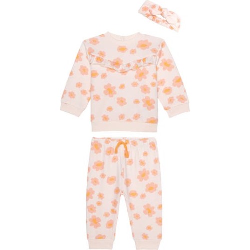 Floral Sweatshirt, Joggers & Headband Set