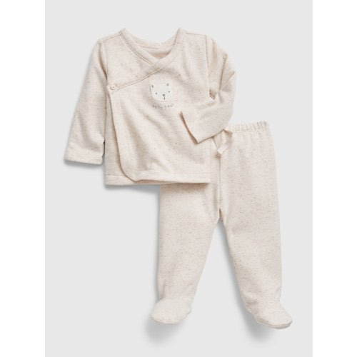 Baby Bear Footed Outfit Set in oatmeal heather, size: 0-3 M