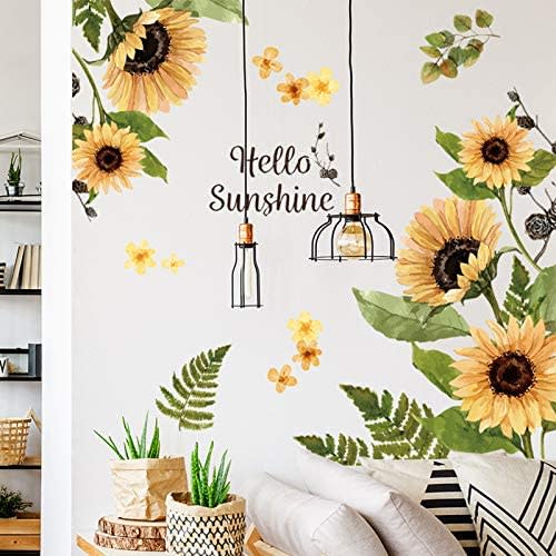 Sunflower Wall Stickers 3D Yellow Flower Wall Decals, Peel and Stick Removable Wall Art Decor, DIY Mural Wall Art Decor for Kids Room Nursery Classroom Living Room Bedroom Home Decoration