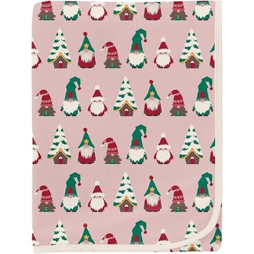 KicKee Print Swaddle Blankets, Silky Soft Baby Blanket, Security Blanket, Sized 40” x 29” (Baby Rose Gnomes - One Size)